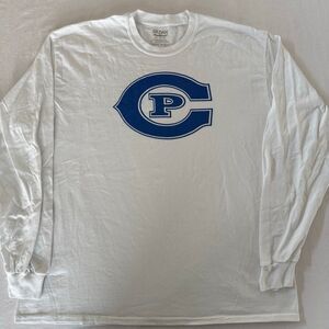 Creighton Prep Long Sleeve T Shirt | XL | White | Blue Logo | Gildan DryBlend